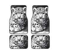 Black And White Snow Leopard 100770047 Tapis de sol avec dos antidérapant - Protection intérieure absorbante pour voitures, SUV et véhicules - Facile à nettoyer - Tapis de voiture durable