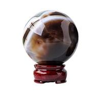 Black and White Striped Agate Crystal Ball with Wooden Stand Crystals Stone for, Divination,Yoga, FengShui Decoration,75~80mm