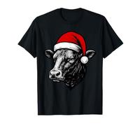 Black Angus Rancher Chapeau de Père Noël Motif Vache T-Shirt
