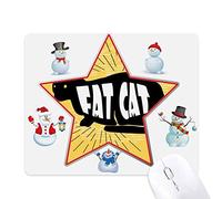 Black Animal Cat Outline Natural Christmas Snowman Family Star Mouse Pad