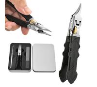 Black Anti-Slip Grip Gear Lock Nail Clipper Set, Ultra Sharp Nail Clippers with Ultra-Sharp Tips for Precise Access to Nails Grooves, Professional-Grade Manicure Tool (#A)