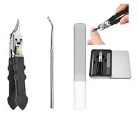 Black Anti-Slip Grip Gear Lock Nail Clipper Set - Ultra-Sharp Precision Nail Cutter Kit, Dead Skin Pusher & Nail File for Fingernails Toenails, Stainless Steel Manicure Set (1 ensemble)