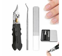 Black Anti-Slip Grip Gear Lock Nail Clipper Set with Ultra-Sharp Tips for Precise Access to Nail Grooves, Pro Nail Tools Eagle Beak Angled Nail Clippers 3-Piece Set (3pcs)