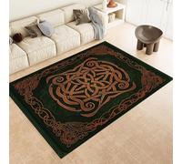 Black Area Rugs Geometric Celtic Knot Design Washable Rug Non-Slip Soft Accent Carpet for Living Room Bedroom Home Office Kitchen Decor,