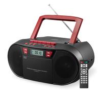 (Black, Australian Standard) Radio FM portable avec lecteur CD, Bluetooth, lecteur de cassettes et lecteur de cassettes.
