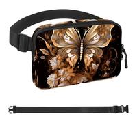 Black Background Art Butterfly-1524 Sac banane de style unisexe : sacs de taille tendance, sacs à bandoulière sport minces à la mode pour jogging, randonnée, randonneur, femme, homme, multicolore, 4 x
