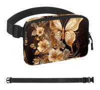 Black Background Art Butterfly-1545 Sac banane de style unisexe : sacs de taille tendance, sacs à bandoulière sport minces à la mode pour jogging, randonnée, randonneur, femme, homme, multicolore, 4 x