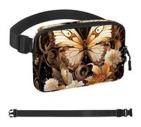 Black Background Art Butterfly-1596 Sac banane de style unisexe : sacs de taille tendance, sacs à bandoulière sport minces à la mode pour jogging, randonnée, randonneur, femme, homme, multicolore, 4 x