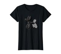 Black Balloon Dog Checkerboard Modern Pop Art Poodle T-Shirt Graphique avec Valeur