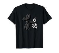Black Balloon Dog Checkerboard Modern Pop Art Poodle T-Shirt Graphique avec Valeur