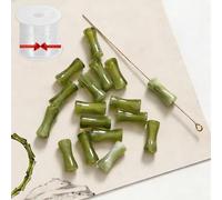 Black Bamboo Beads, 2026 New Black Transparent 12mm Bamboo Joint Plastic Craft Beads, Natural Blacks Agate Stone Bamboos Shape Gem Bead for Jewelry Making DIY Bracelet Necklace (C,150pc)