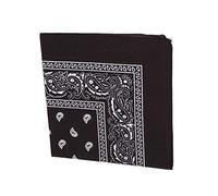 BLACK Bandana with WHITE square Paisley pattern ON BOTH SIDES