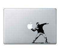 Black Banksy fleur/Flowers Macbook Air 11 13 and Macbook 13 15 inch decal sticker (autocollant) Apple Laptop