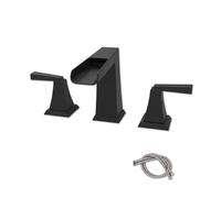 Black Bathroom Faucets Compatible with Sink 3 Hole 8 Inch Waterfall Widespread Faucet 2-Handle Faucet, (B)