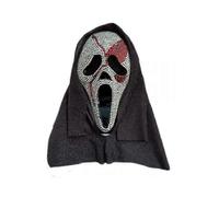 (Black Beaded)Fun World Ghost Face Bloody Bling Mask Costume, Scary Halloween Costume Prop Ghost Mask, Horror Cosplay Accessory for Adults and Kids