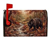 Black Bear Couverture magnétique pour boîte aux lettres Motif forêt d'automne 53,3 x 63,5 cm