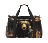 Black Bear in The Forest Sac de voyage compact imperméable pour le sport, la gym et le w nd pour homme et femme