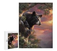 Black Bear Sunset Tree Art Print Puzzle 1000 Pièces Educa Jouet en Bois Cadeau Unique Décoration Intérieure Jeu Éducatif Challenge Toy Adultes Et Enfants À Partir De 14 Ans 500 PCS