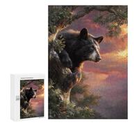 Black Bear Sunset Tree Art Print Puzzle 1000 Pièces Educa Jouet en Bois Cadeau Unique Décoration Intérieure Jeu Éducatif Challenge Toy Adultes Et Enfants À Partir De 14 Ans 300 PCS