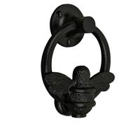 Black Bee Heurtoir de porte d'entrée | Anneau en Brass bee massif poli | Heurtoirs noirs avec plaque de gâche | UPVC | Meubles de porte d'entrée Bumblebee avec un design unique