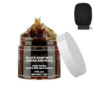 Black Beldi Soap, Moroccan Black Soap, Black Beldi Soap Kessa Glove, Zawina Morocco Black Beldi Soap, Zawina Morocco Body Exfoliator Scrub, Body Cleansers (1PCS)