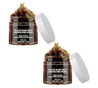 Black Beldi Soap, Zawina Morocco Black Soap - Moroccan Black Soap, Black Beldi Soap Kessa Glove, Zawina Morocco Body Exfoliator Scrub, Body Cleansers (2Pcs)