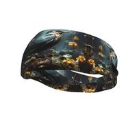Black Bird and Flower Bandeau de sport absorbant la transpiration pour course à pied fitness élastique respirant toutes saisons