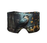 Black Bird and Flower Bandeau pour dormir sur le côté Unisexe Masque pour les yeux et cache-oreilles (68,1 x 10,9 cm) Intérieur et extérieur Voyage Yoga Réglable Confort Cache-yeux et Oreilles