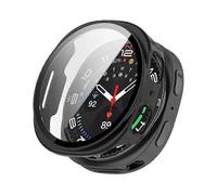 (Black,Black)For Samsung Galaxy Watch8 44mm Watch Case WANLONFENG PC Frame Cover with Tempered Glass Screen Prote