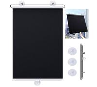 Black Blackout Window Blinds, Suction Cup Retractable Roller Shades No Drilling, Portable Sun Protection Thermal Curtains Temporary Privacy Screen for Bedroom Office Travel Car