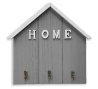 Black + Blum 1 pièce porte-clés en forme de maison, organiseur mural "HOME" avec 3 crochets en métal vintage, support mural d’entrée pour clés et courrier, gris
