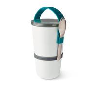 BLACK + BLUM - Boîte à Déjeuner Empilable Sans BPA - Anti-Fuite - Passe au Micro-Ondes - Fourchette en Acier Inoxydable - 900 ML - Design Élégant et Pratique - Blanc/Océan