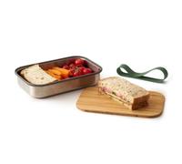 BLACK + BLUM - Boîte à Sandwich avec Couvercle Bambou et Silicone - Design Élégant, Conception Écologique et Durable pour Repas Sains - Vert Olive - Taille M