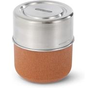 BLACK + BLUM - Boîte Alimentaire en Verre avec Couvercle Silicone - Lunch Pot Anti-Fuite - Base Protectrice PP/Fibre de Bois, Sur-Couvercle Inox - 450ml - Amande