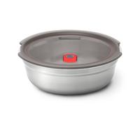 BLACK + BLUM - Boîte Repas Ronde Hermétique - Inox Compatible Micro-Onde, Lave-Vaisselle, Four et Congélateur - Couvercle Sécurisé - 650 ml - Gris/Rouge