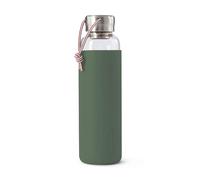 BLACK + BLUM - Bouteille d'Eau de Voyage en Verre Étanche et Légère avec Manchon de Protection - Matériaux Durables: Acier Inoxydable, Nylon, Polypropylène, Silicone - Couleur Olive - 600 ml