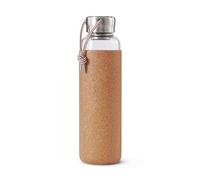 Black+Blum Bouteille d'eau de voyage en verre étanche et légère avec manchon de protection, acier inoxydable, nylon, polypropylène et silicone, amande, 600 ml
