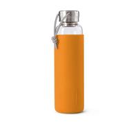 BLACK + BLUM - Bouteille d'Eau de Voyage en Verre - Étanche, Légère, avec Manchon de Protection - Acier Inoxydable, Nylon, Polypropylène, Silicone - Orange, 600 ML, Parfaite pour Hydratation