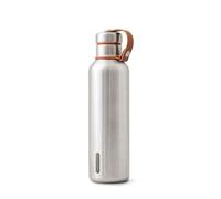 BLACK + BLUM - Gourde Isotherme - Thermos en Acier Inoxydable avec Large Goulot - Anse en Cuir Vegan - Garde la Chaleur 12H, le Froid 24H - 750ml - Argent/Orange