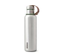 BLACK + BLUM - Gourde Isotherme - Thermos en Acier Inoxydable avec Large Goulot - Anse en Cuir Vegan - Garde la Chaleur 12H, le Froid 24H - 750ml - Argent/Olive