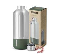 BLACK + BLUM - Grande Flasque Isotherme Explorer - Thermos Étanche en Acier Inoxydable avec Anse - Garde la Chaleur 12H, le Froid 24H - 850ml - Argent/Olive