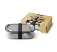 BLACK + BLUM - Lunch Box 3-en-1 en Acier Inoxydable - Grande Boite Repas Bento - pour Adulte et Enfant - Fourchette Comprise - 1L - Noir
