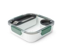 BLACK + BLUM - Lunch Box à Compartiments Style Bento - Étanche - Compatible Micro-Onde, Congélateur, Lave-Vaisselle - Sans BPA - avec Fourchette - 1L - Blanc/Olive