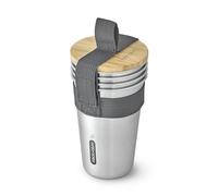 Black+Blum – Lot de 4 tasses inox, couvercles bambou avec décapsuleur, empilables – 500 ml