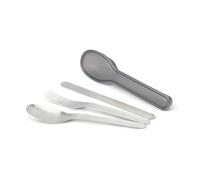 BLACK + BLUM - Set de Couverts de Lunch Box - 3 Pièces Couteau, Fourchette & Cuillère - en Acier Inoxydable - Réutilisable, Transportable - Etui Compris - Argent