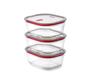BLACK + BLUM Stack + Nest Lot de 3 Boîtes En Verre | 1.2 L | Lot de boîtes repas en verre hermétiques.Verre borosilicaté.Passe au four,micro-ondes,air fryer,congélateur et lave-vaisselle