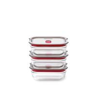 BLACK + BLUM Stack + Nest Lot de 3 Boîtes En Verre | 380 ml | Lot de boîtes repas en verre hermétiques.Verre borosilicaté.Passe au four,micro-ondes,air fryer,congélateur et lave-vaisselle
