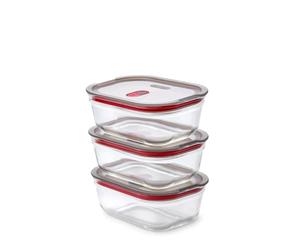 BLACK + BLUM Stack + Nest Lot de 3 Boîtes En Verre | 600 ml | Lot de boîtes repas en verre hermétiques.Verre borosilicaté.Passe au four,micro-ondes,air fryer,congélateur et lave-vaisselle