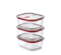 BLACK + BLUM Stack + Nest Lot de 3 Boîtes En Verre | 900 ml | Lot de boîtes repas en verre hermétiques.Verre borosilicaté.Passe au four,micro-ondes,air fryer,congélateur et lave-vaisselle