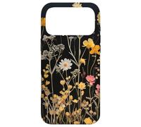 Black Boho Aesthetic Mixed Flowers Pressed Flower Coque pour iPhone 17 Pro Max